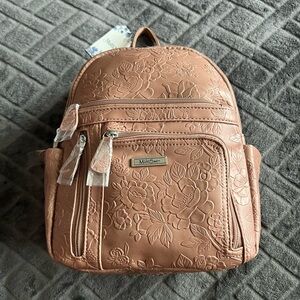 MultiSac Adele Mini Backpack in Dusty Rose w/Embossed Flowers
